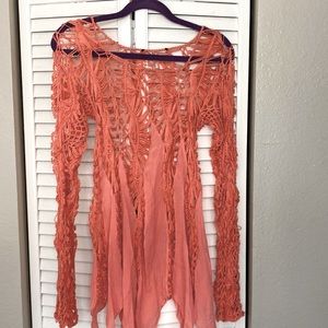 Crochet tunic length top/cover up